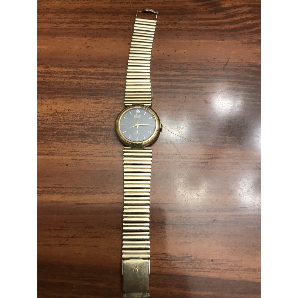 Vintage BILL BLASS Gold Black Dial Watch Wristwatch